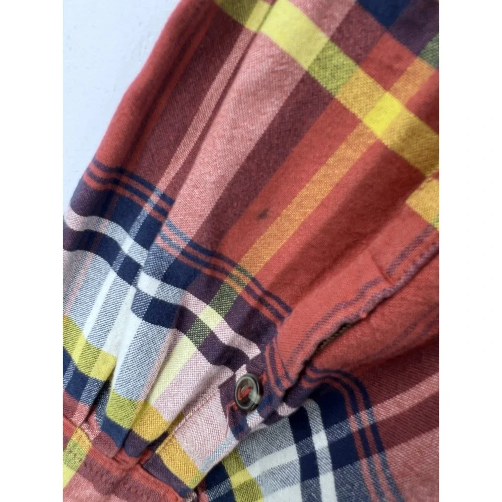 The North‎ Face Shirt Mens XXL Orange/Yellow Plaid Long Sleeve Button Down CB43